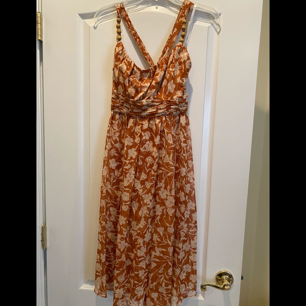 NWT Donna Rocco burnt orange silk halter dress